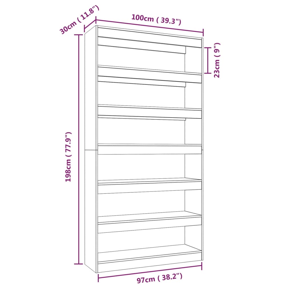 vidaXL Разделител за стая, бетонно сив, 100x30x198 см, инженерно дърво