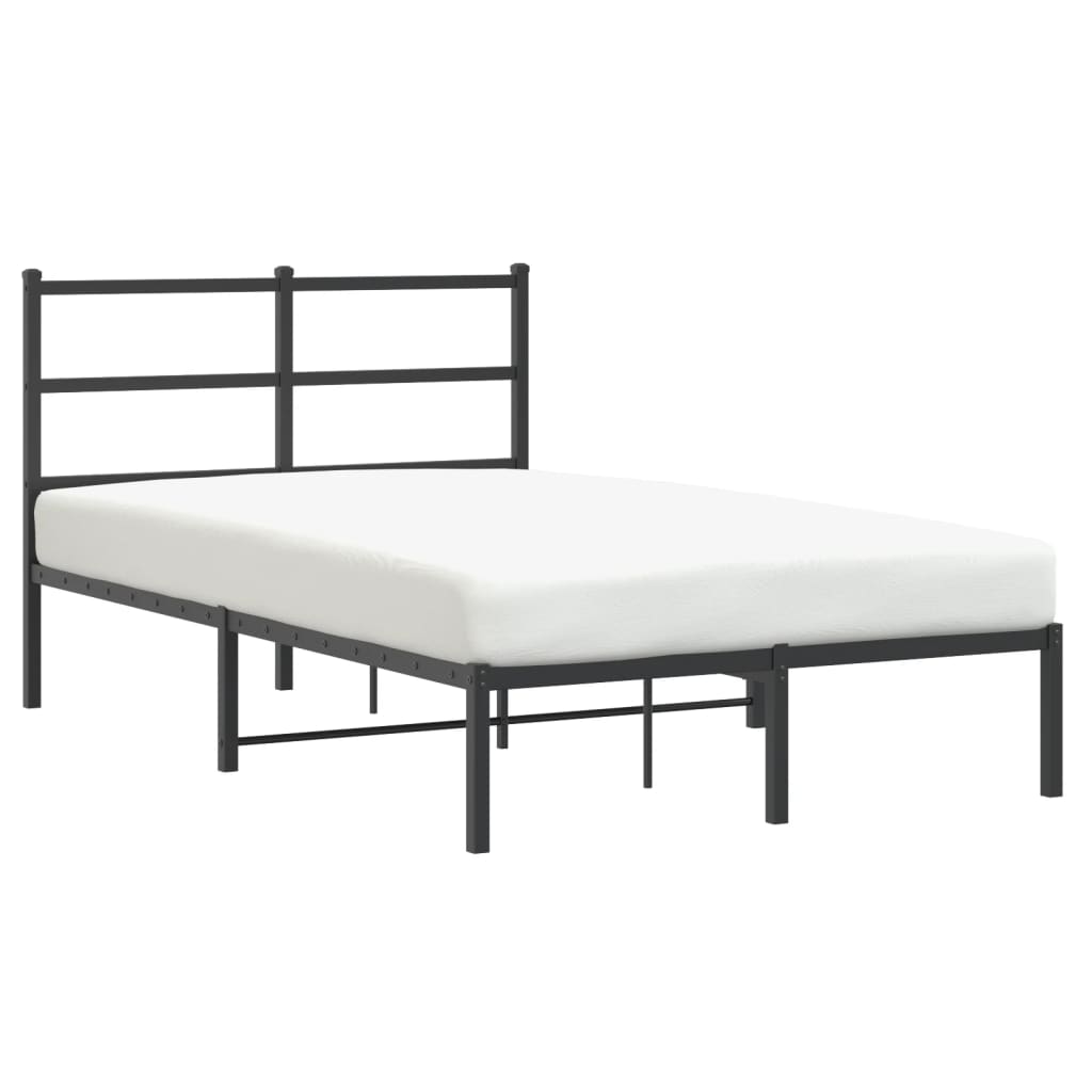 vidaXL Метална рамка за легло с горна табла, черна, 120x190 см