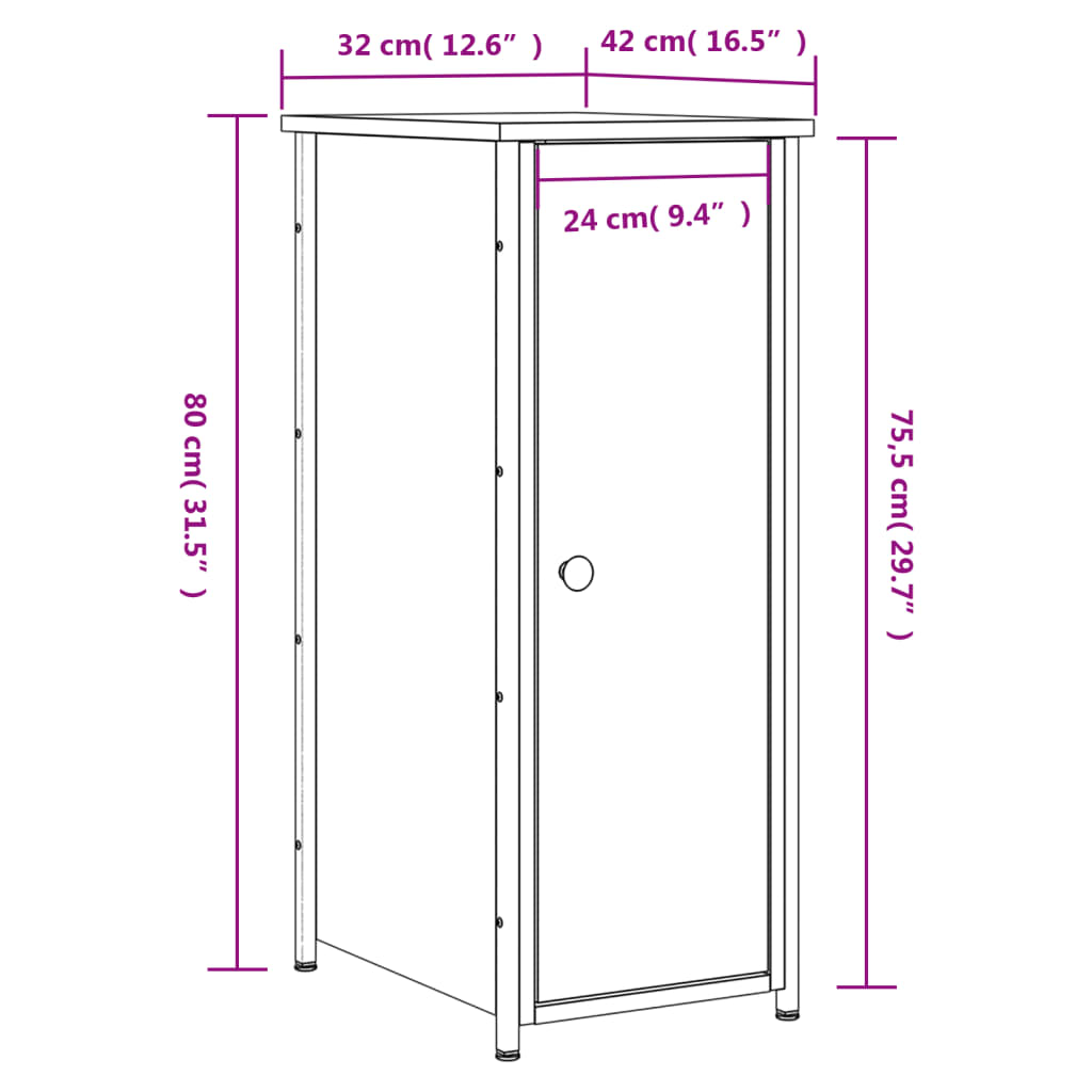 vidaXL Нощни шкафчета, 2 бр, дъб сонома, 32x42x80 см, инженерно дърво