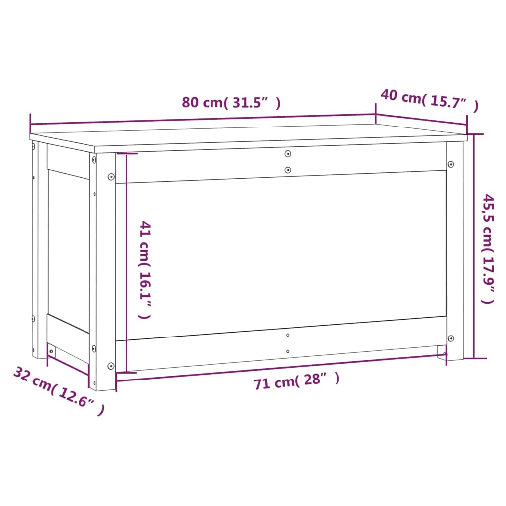 vidaXL Кутия за съхранение, меденокафява, 80x40x45,5 см, бор масив