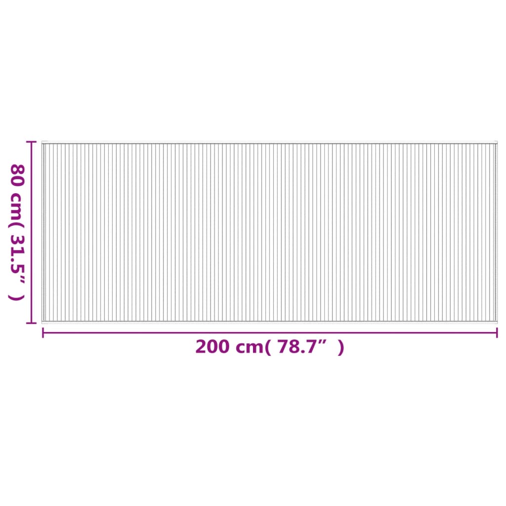 vidaXL Килим, правоъгълен, черен, 80x200 см, бамбук