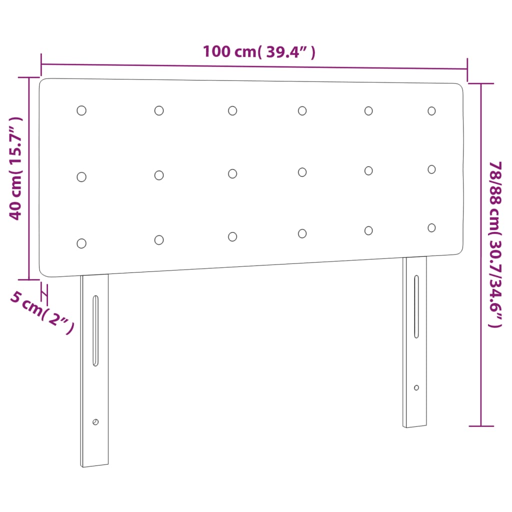 vidaXL LED горна табла за легло, черна, 100x5x78/88 см кадифе