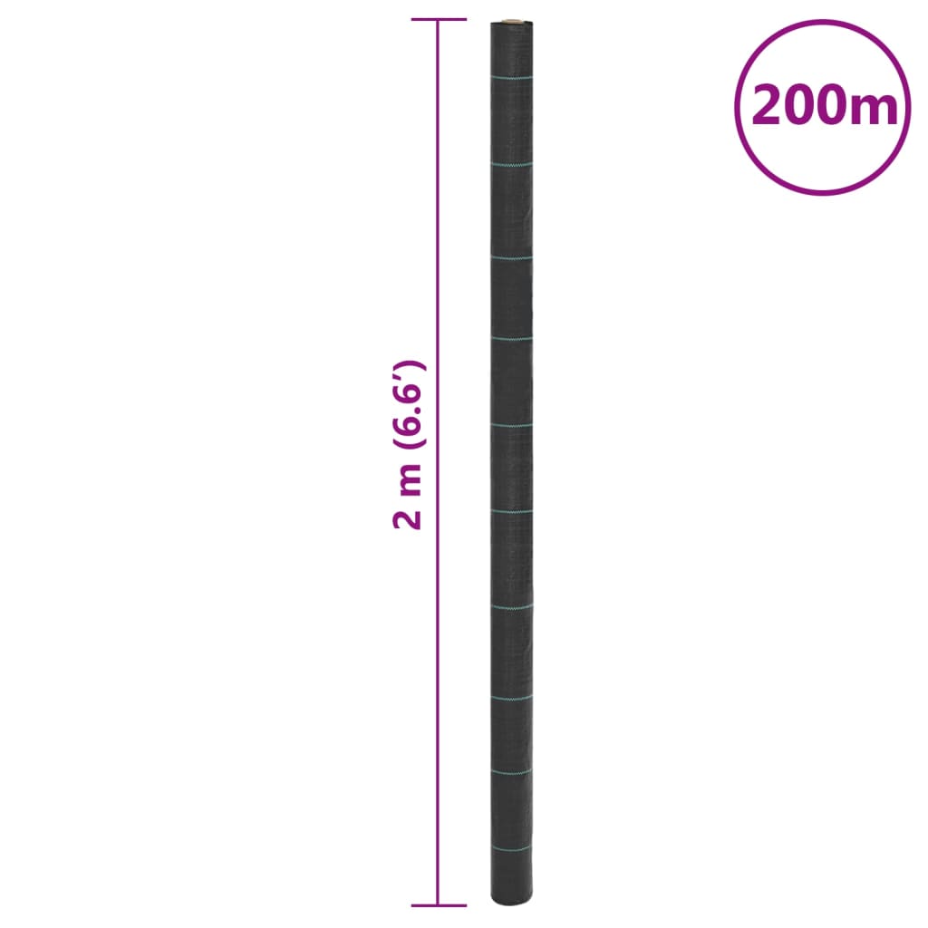 vidaXL Мембрана против плевели, черна, 2x200 м, PP