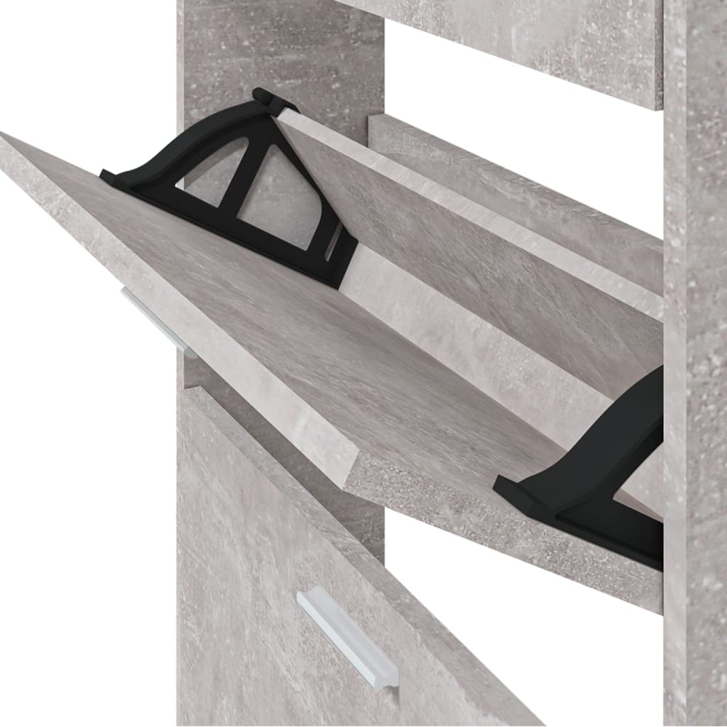vidaXL Шкаф за обувки, бетонно сив, 59x17x108 см, инженерно дърво