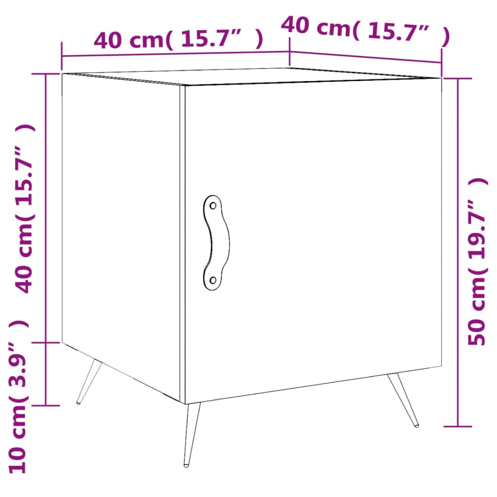 vidaXL Нощни шкафчета, 2 бр, кафяв дъб, 40x40x50 см, инженерно дърво