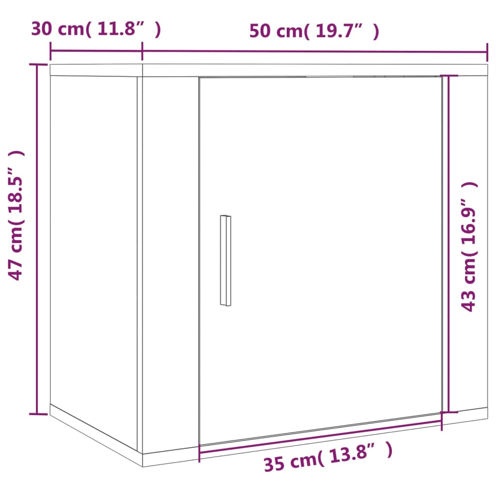 vidaXL Нощни шкафчета за стенен монтаж, 2 бр, бял гланц, 50x30x47 см