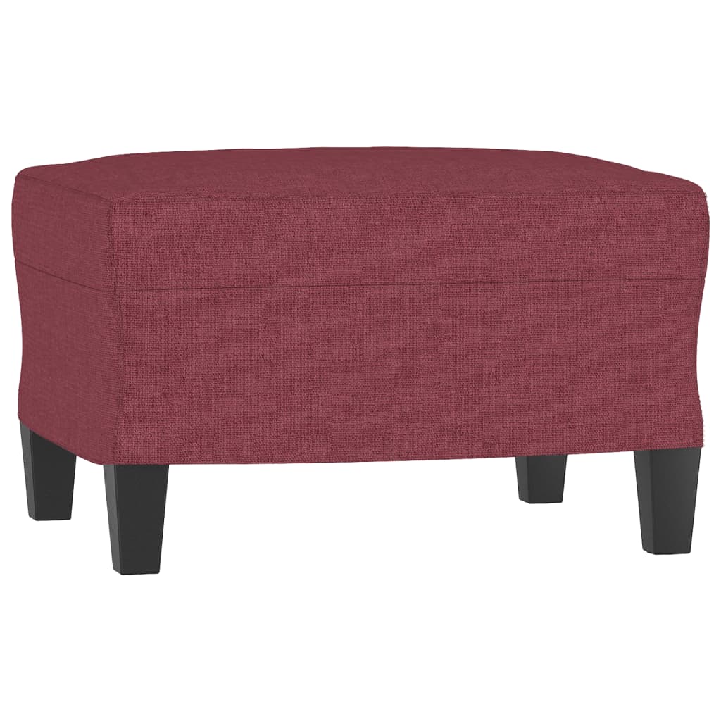 vidaXL 3-местен диван с табуретка, виненочервен, 180 см, текстил