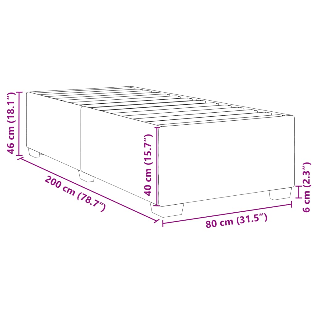 vidaXL Рамка за легло светлосива 80x200 см плат