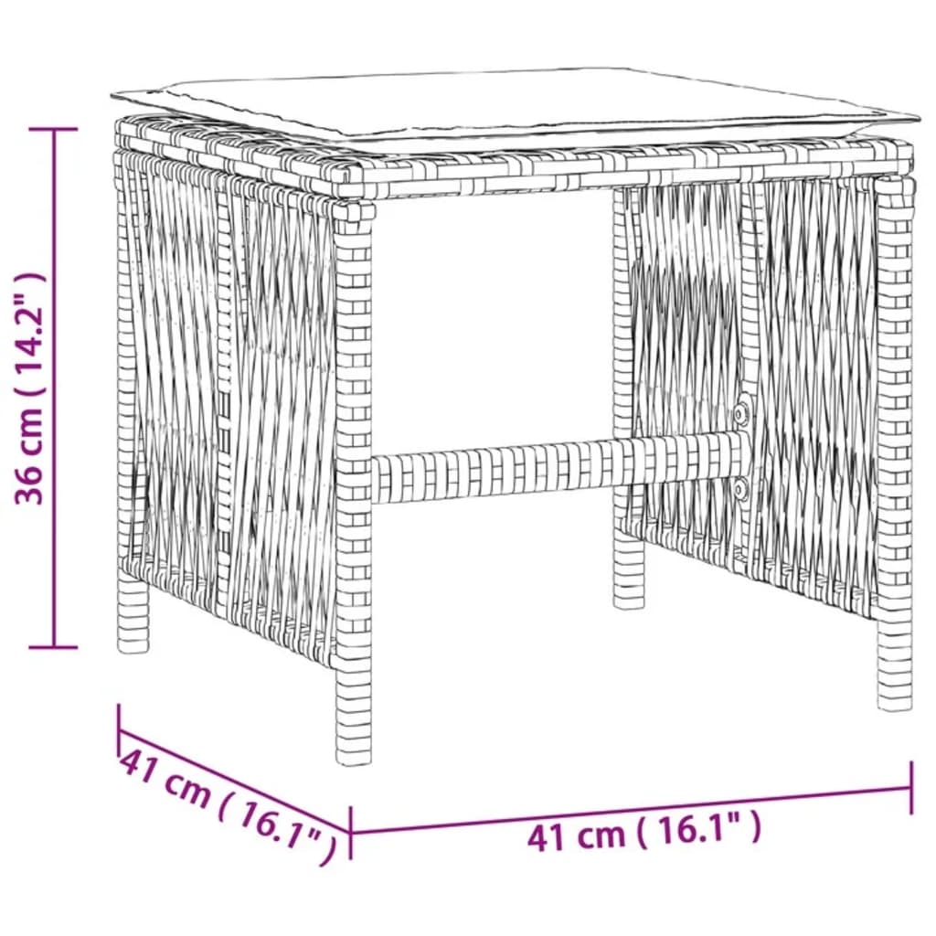 vidaXL Външни табуретки с възглавници 4 бр бежови 41x41x36см полиратан