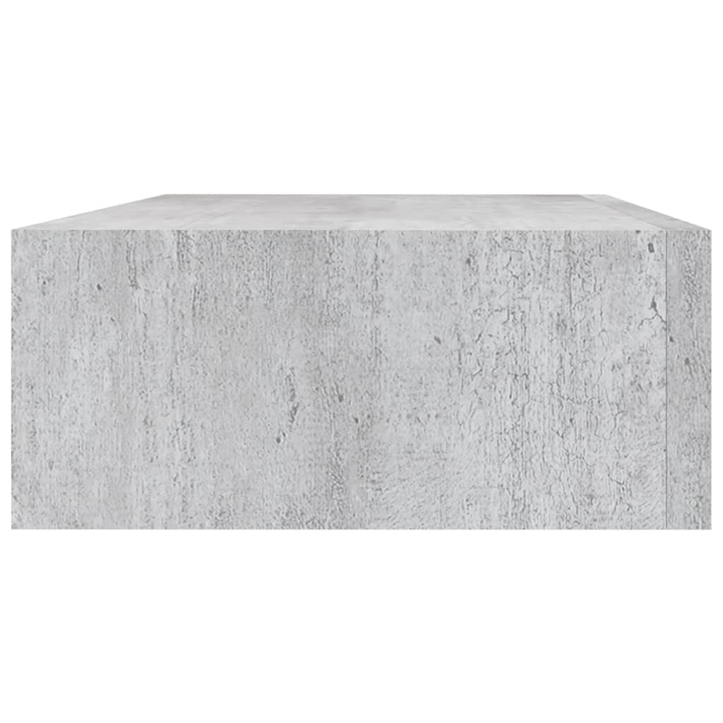 vidaXL Стенен рафт с чекмедже, бетонно сив, 40x23,5x10 см, МДФ