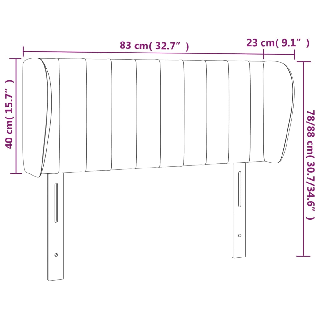 vidaXL Горна табла за легло с уши, черна, 83x23x78/88 см, кадифе