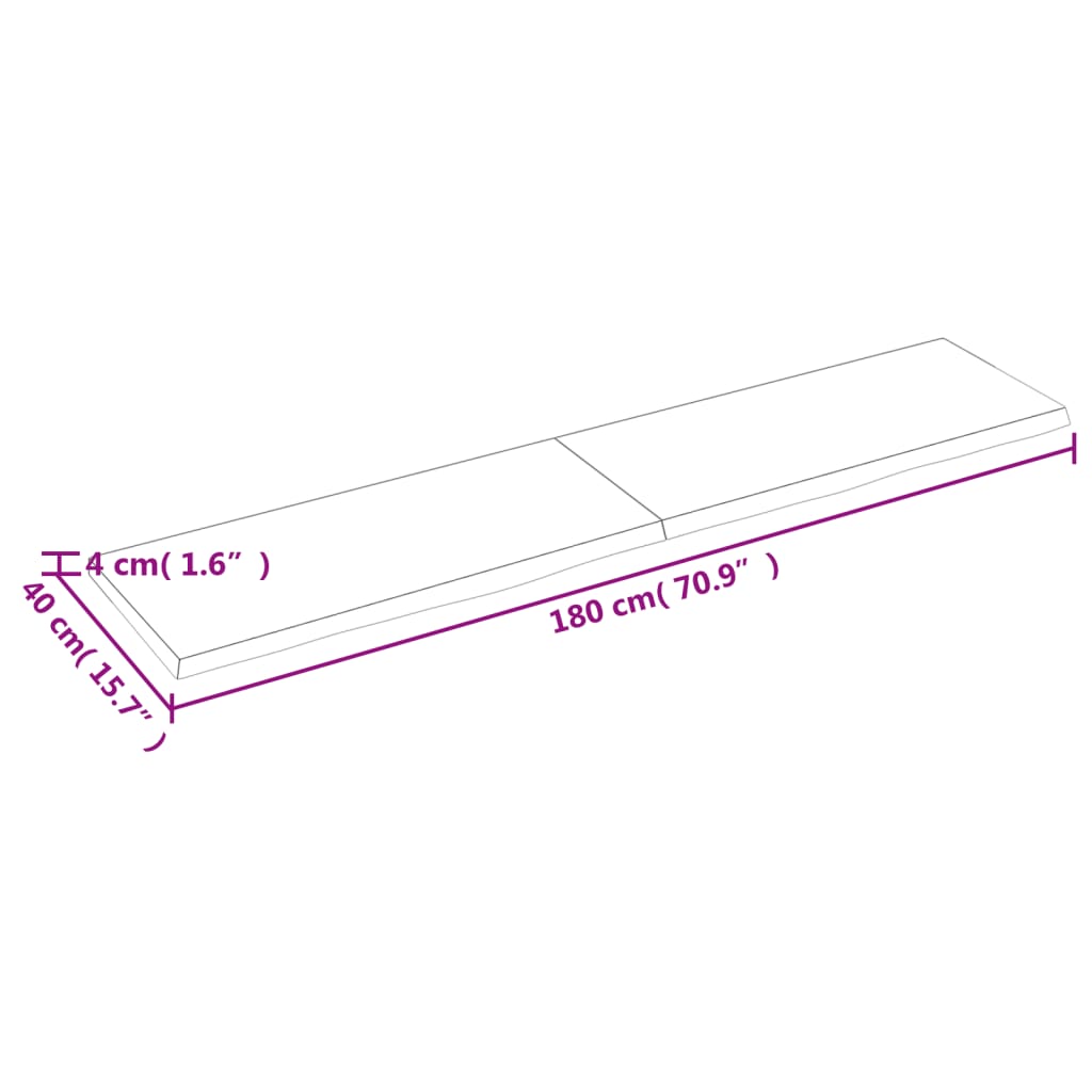 vidaXL Плот за баня светлокафяв 180x40x(2-4) см обработено дърво масив