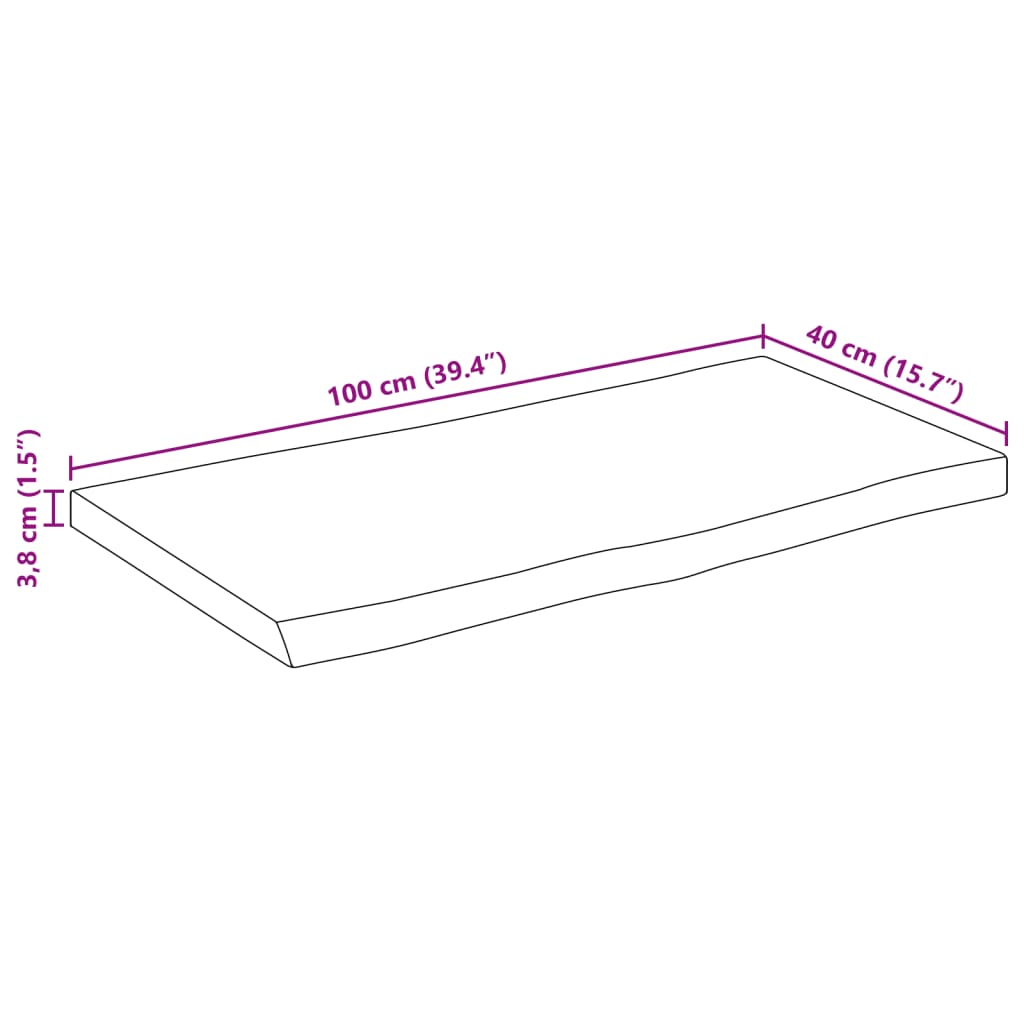 vidaXL Плот за маса, жив ръб, 100x40x3,8 см, масивно дърво грубо манго