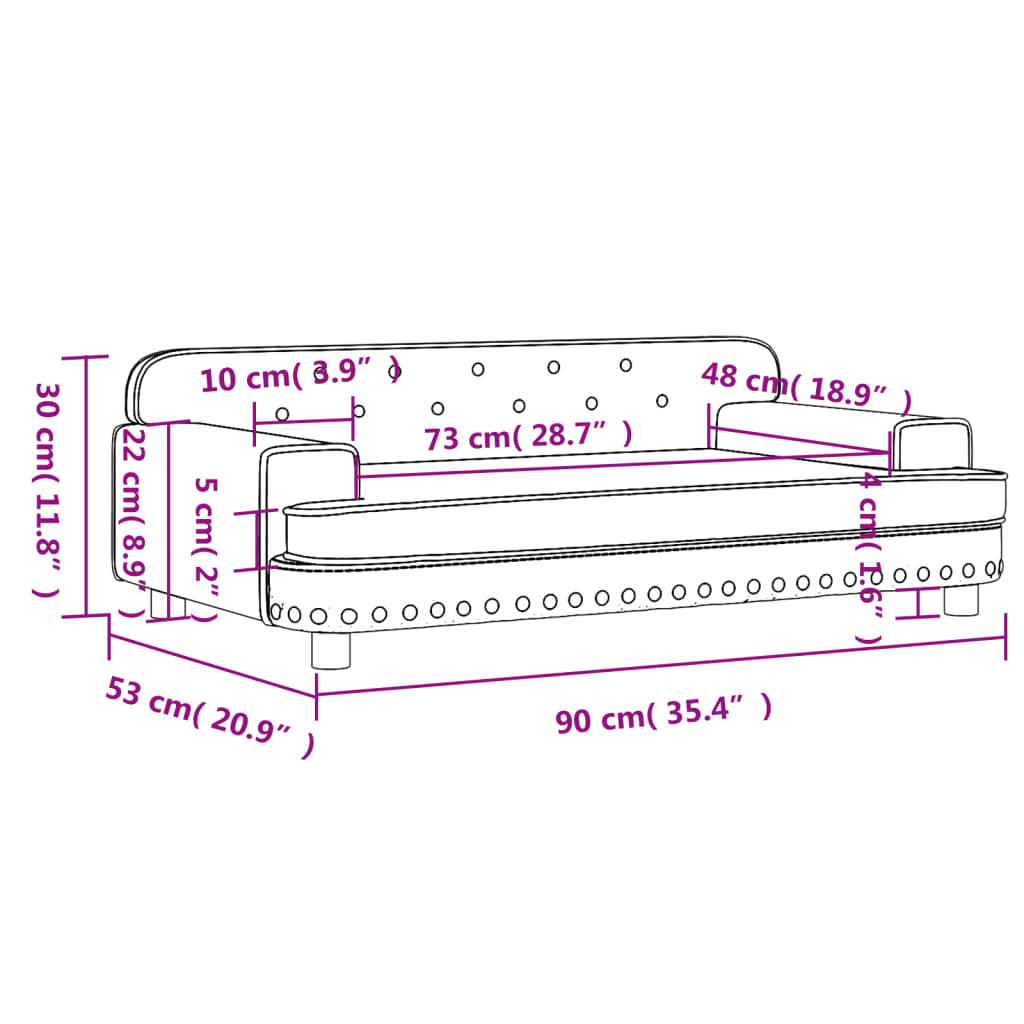 vidaXL Детски диван, тъмносив, 90x53x30 см, кадифе