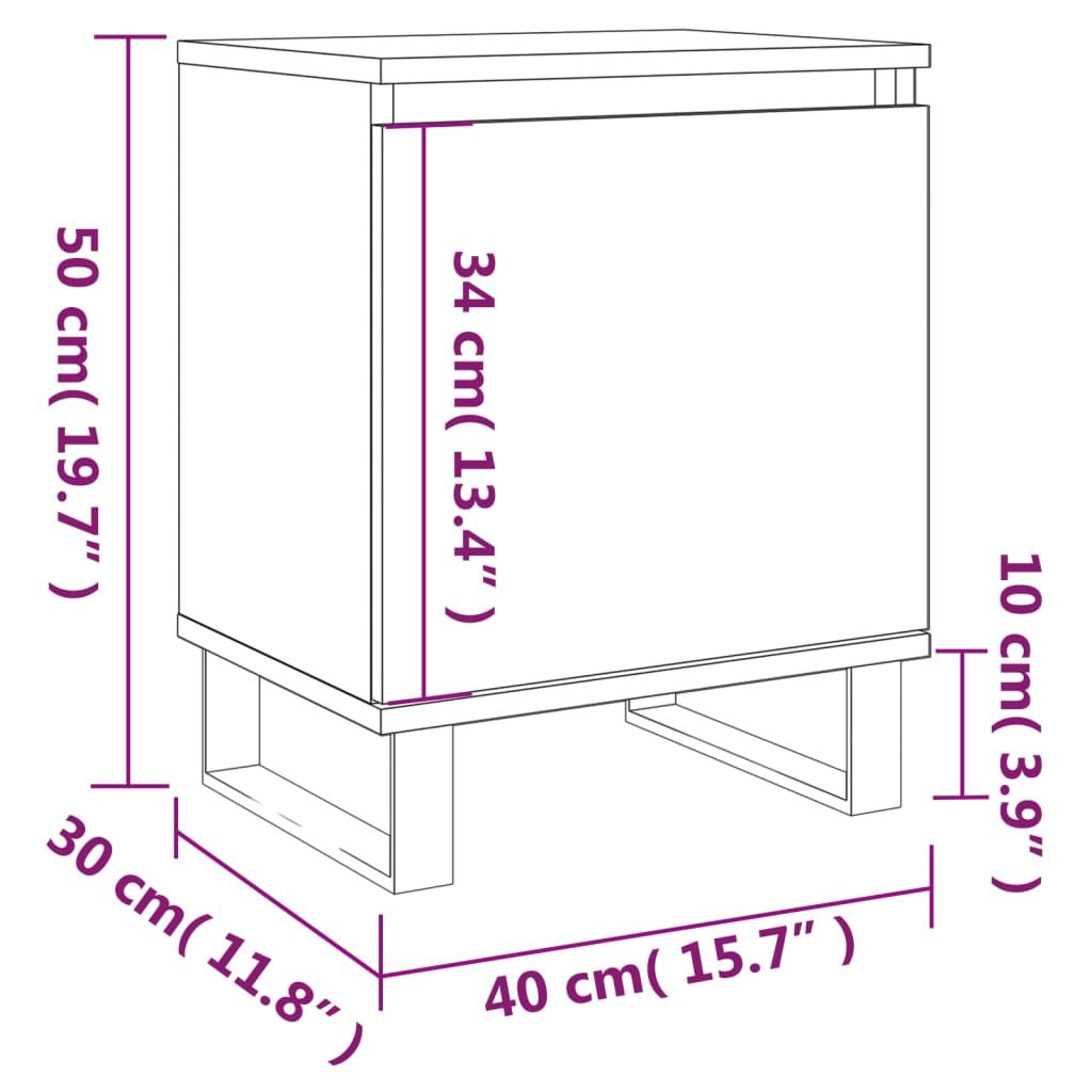 vidaXL Нощни шкафчета 2 бр опушен дъб 40x30x50 см инженерно дърво