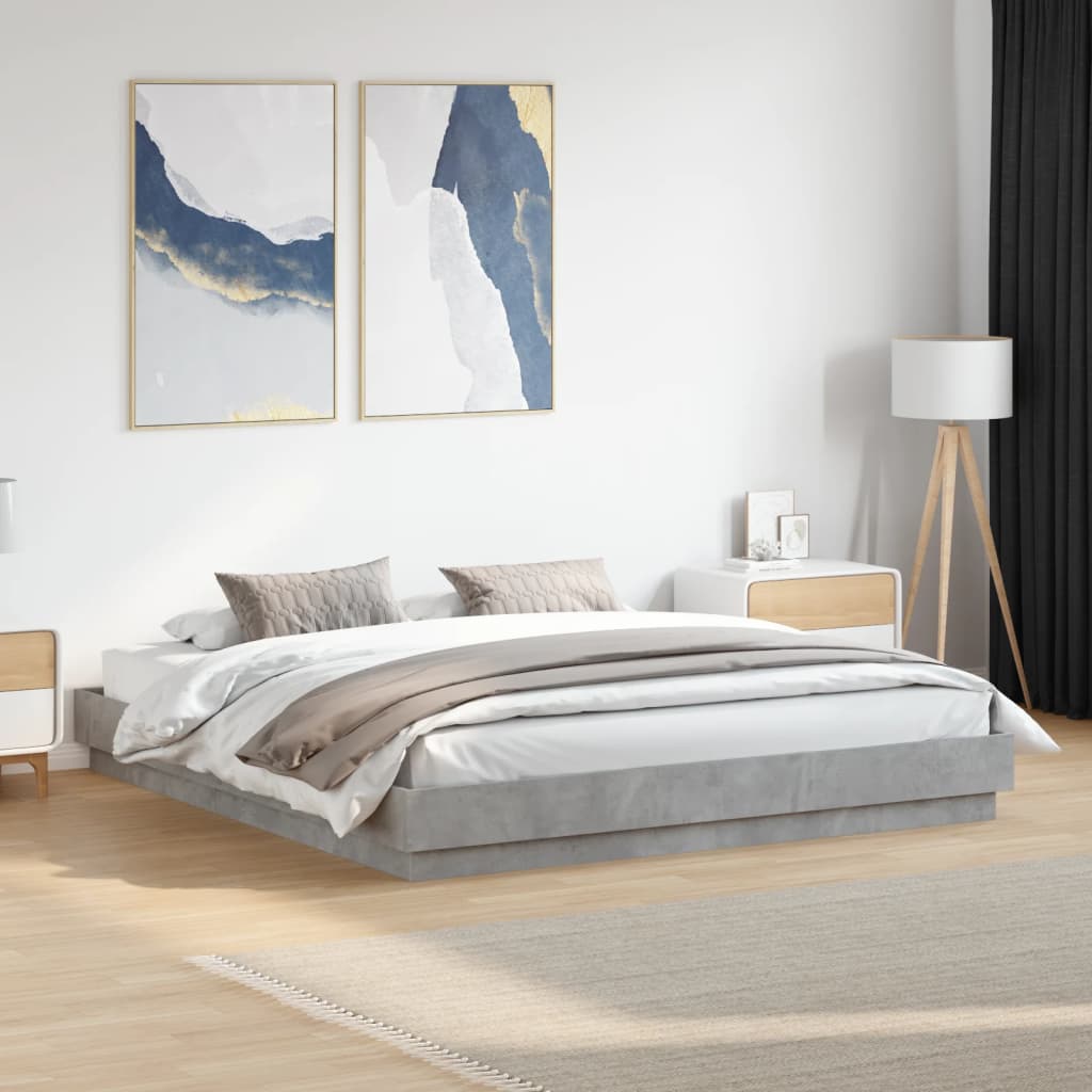 vidaXL Рамка за легло, бетонно сиво, 180x200 см, инженерно дърво