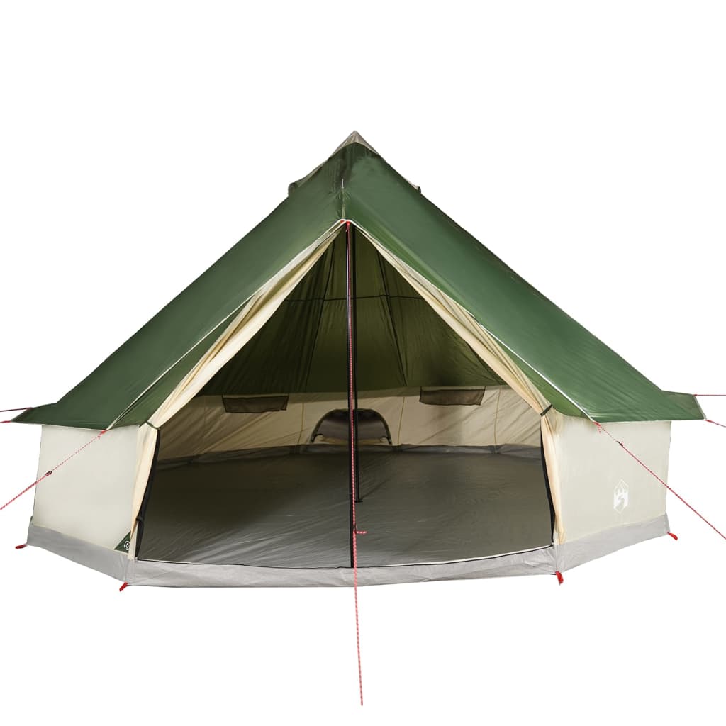 vidaXL Семейна палатка, типи, 12-местна, зелена, водоустойчива