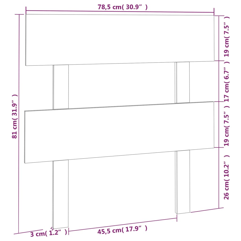 vidaXL Горна табла за легло, 78,5x3x81 см, бор масив