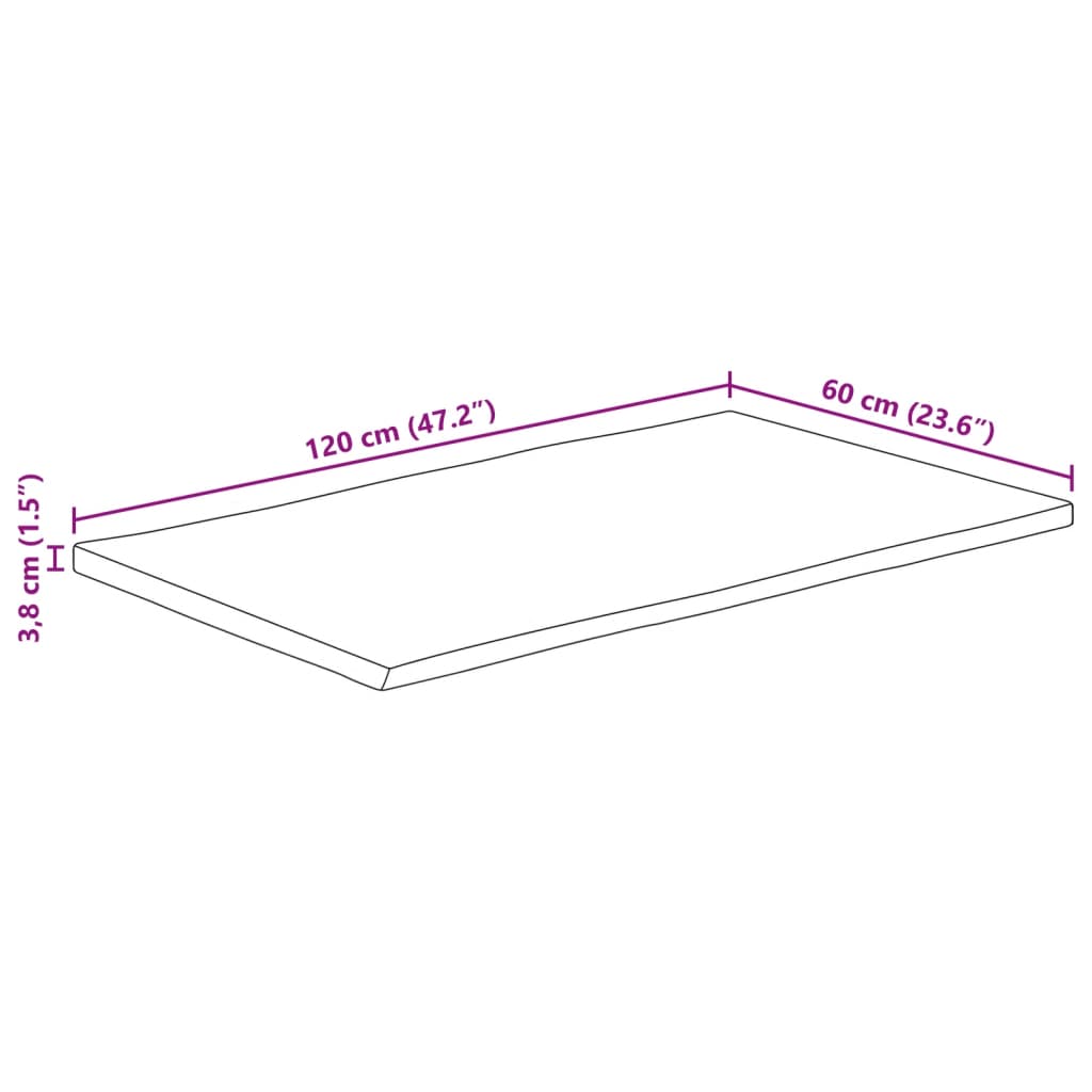 vidaXL Плот за маса, 120x60x3,8 см, жив ръб, масивно дърво манго