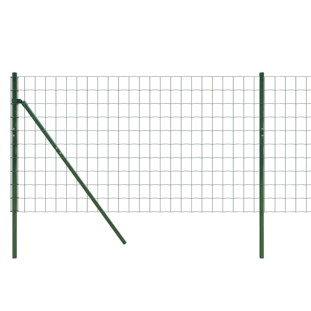 vidaXL Ограда от телена мрежа зелена 0,8x25 м поцинкована стомана