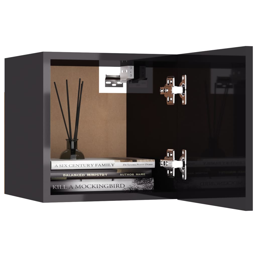 vidaXL Нощни шкафчета, 2 бр, сив гланц, 30,5x30x30 см, инженерно дърво