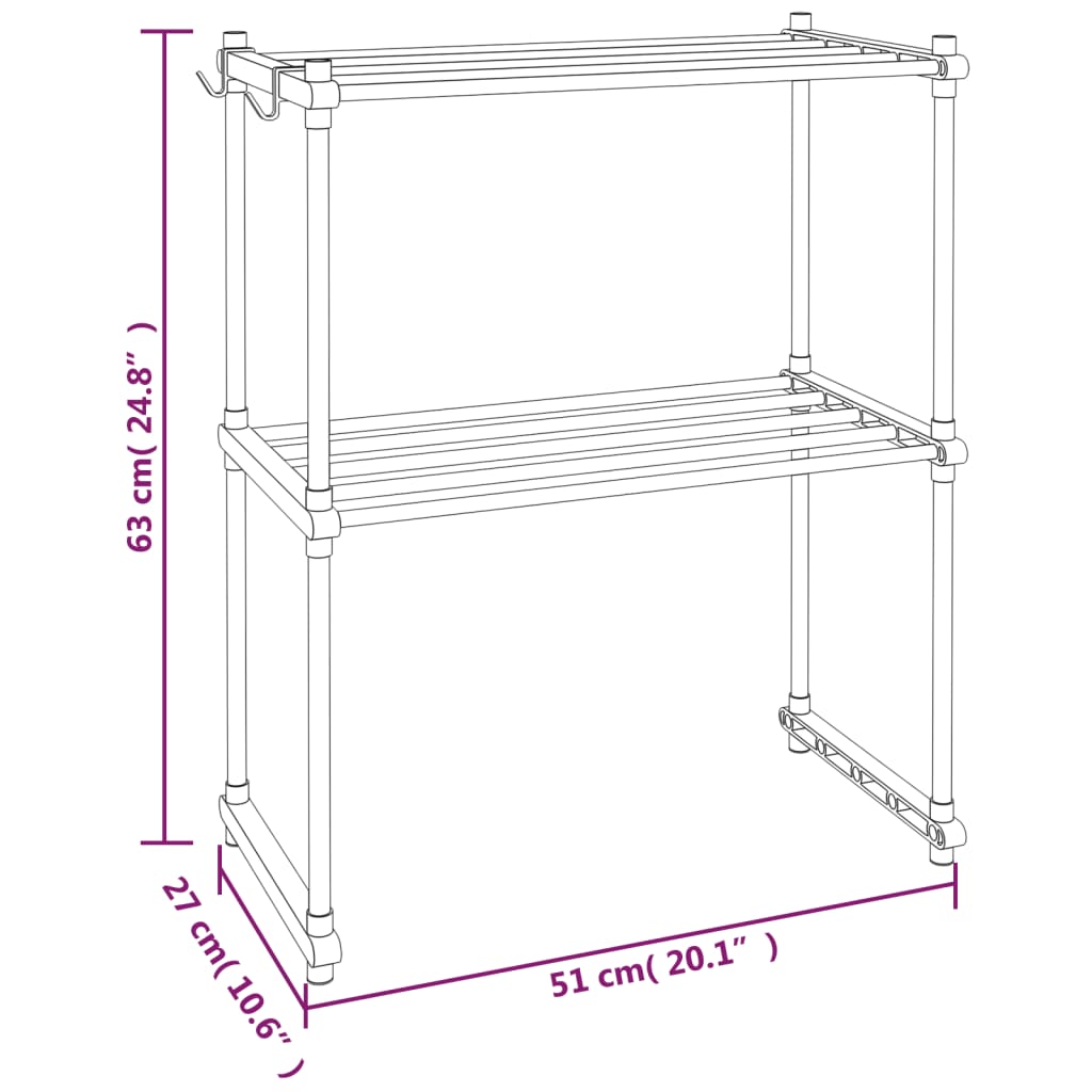 vidaXL Рафт за микровълнова, бял, 51x27x63 см, алуминий