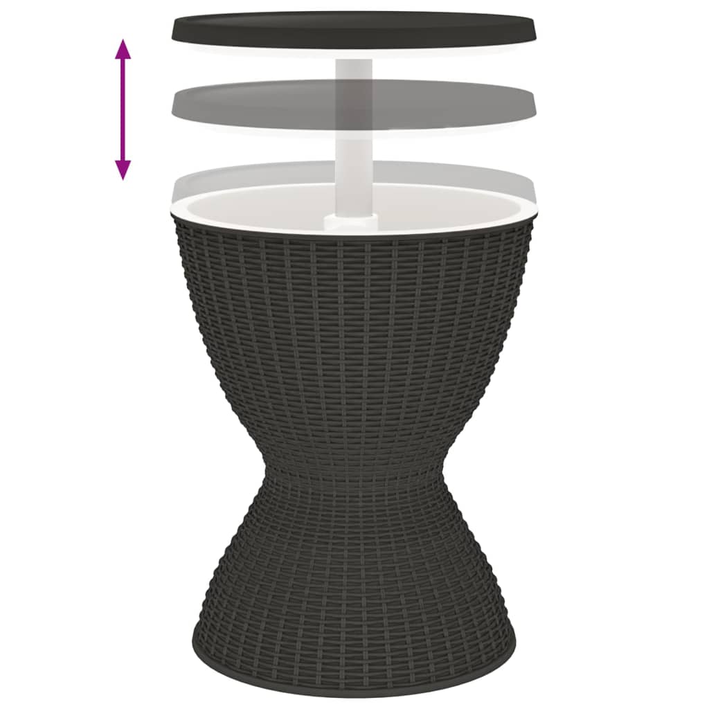 vidaXL 3-в-1 охладител за напитки и маса, черен, полипропилен