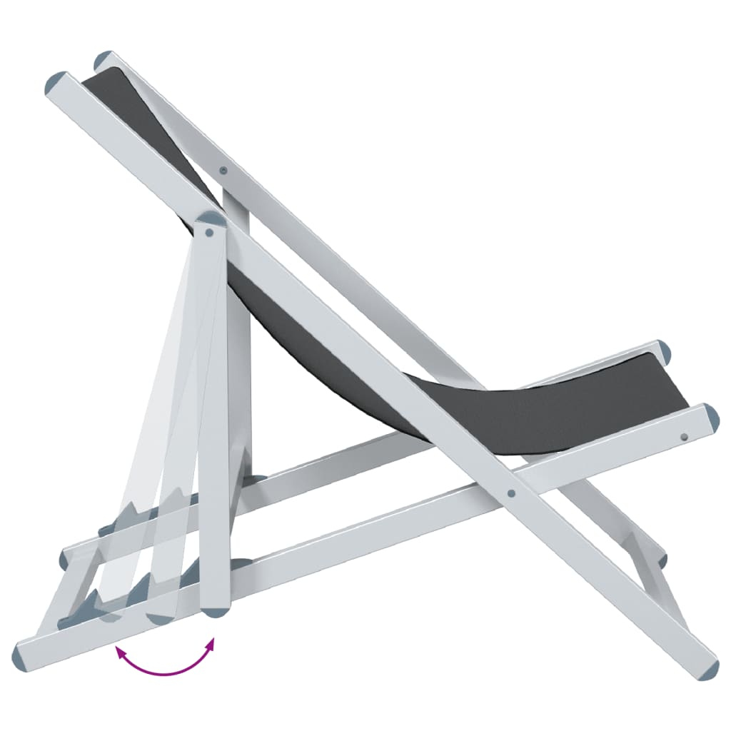 vidaXL Сгъваеми плажни столове, 2 бр, сиви, алуминий и Textilene