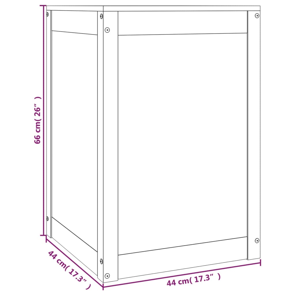 vidaXL Кутия за пране, 44x44x66 см, борово дърво масив