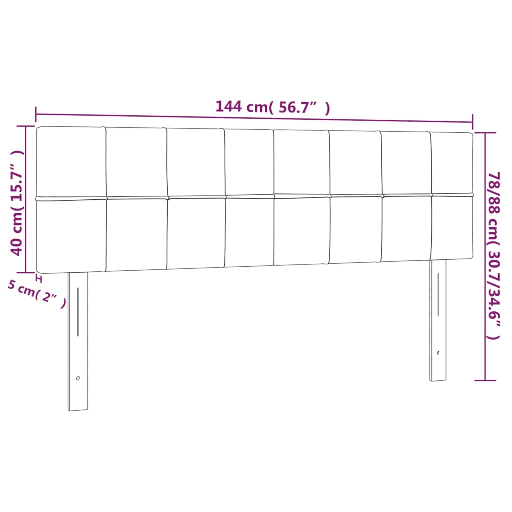 vidaXL LED горна табла за легло, светлосива, 144x5x78/88 см, кадифе