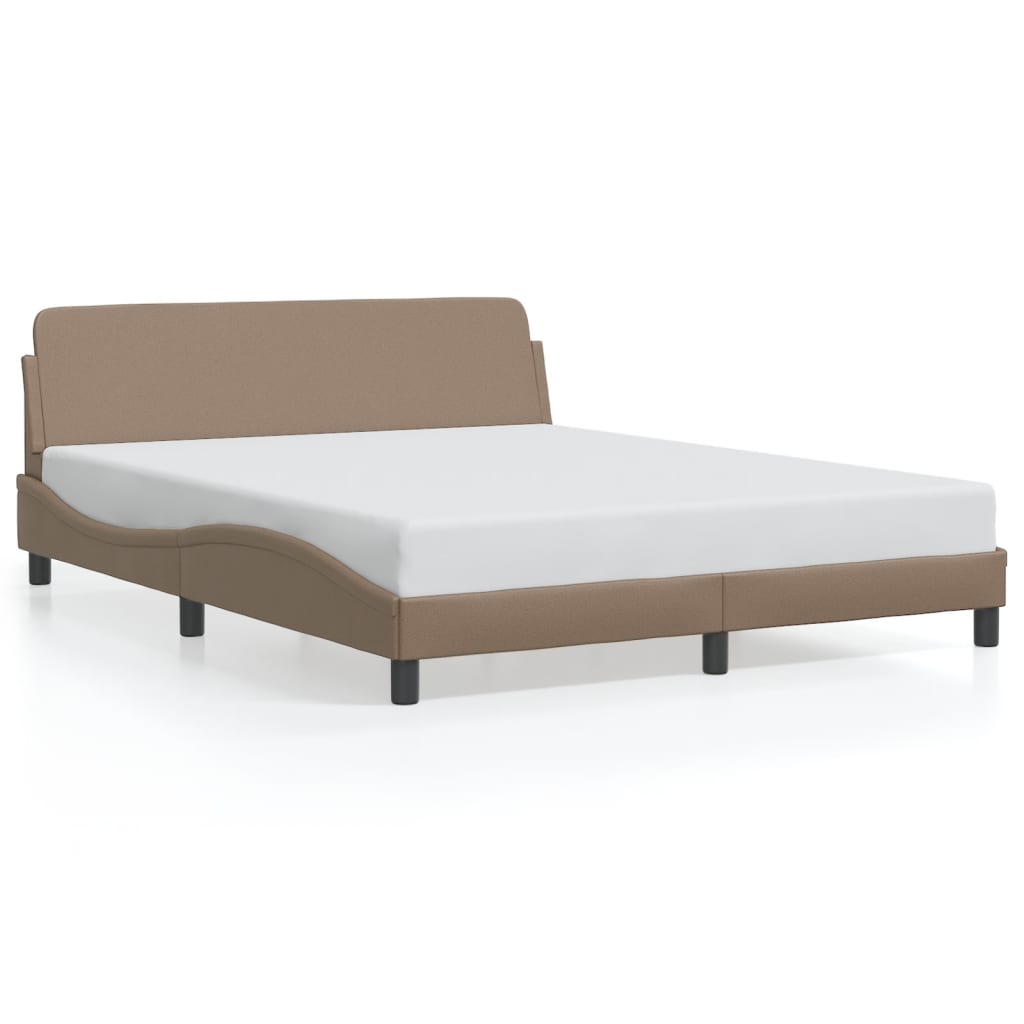 vidaXL Рамка за легло с табла, капучино, 160x200 см, изкуствена кожа
