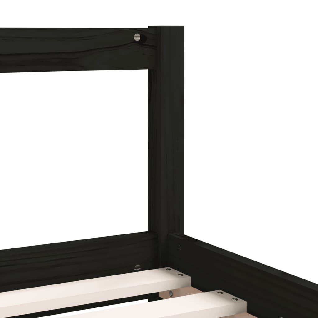 vidaXL Детска рамка за легло с чекмеджета, черна, 90x190 см, бор масив