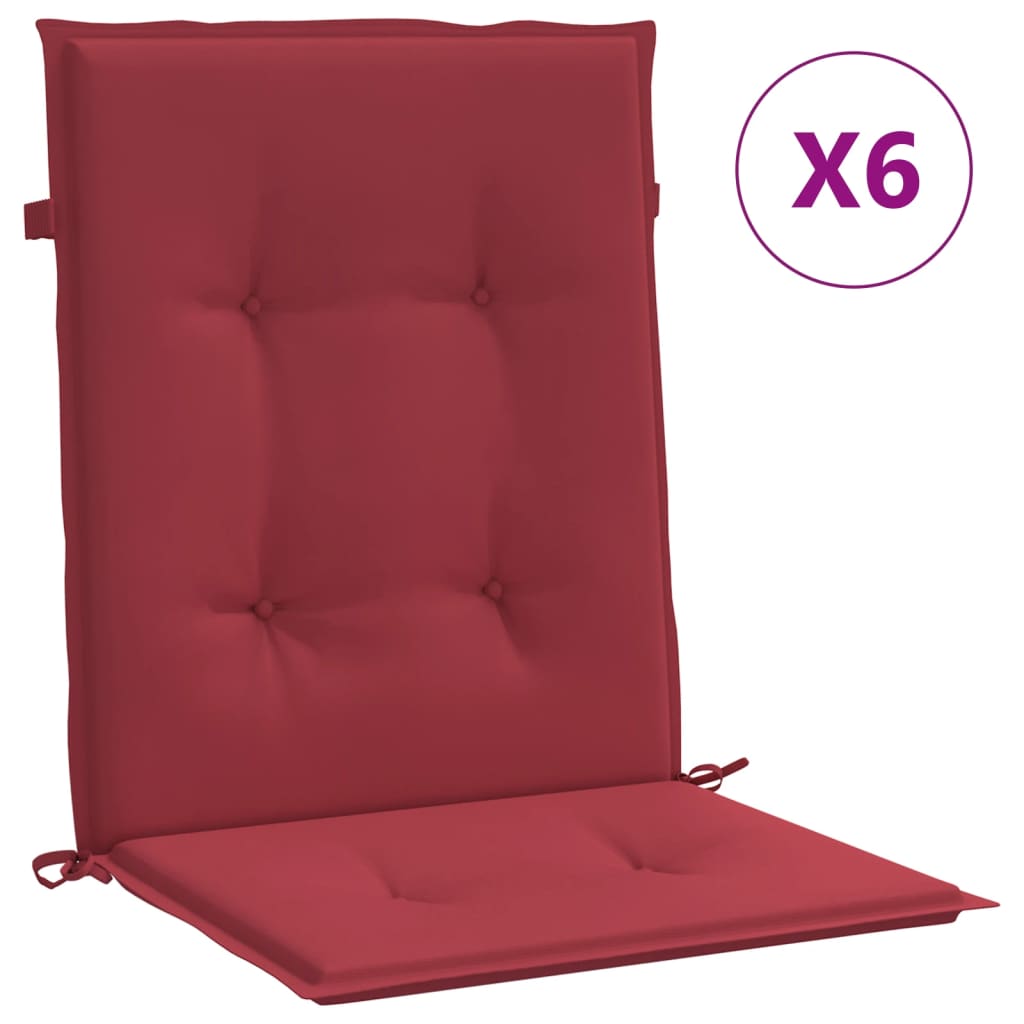vidaXL Възглавници за стол 6 бр виненочервени 100x50x3 см Оксфорд плат