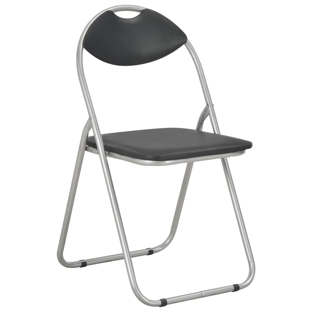 vidaXL Сгъваеми трапезни столове, 4 бр, черни, изкуствена кожа