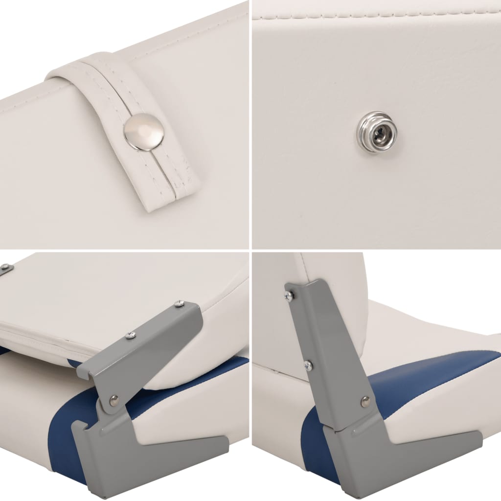 vidaXL Сгъваеми седалки за лодка от 2 части със синьо-бяла възглавница