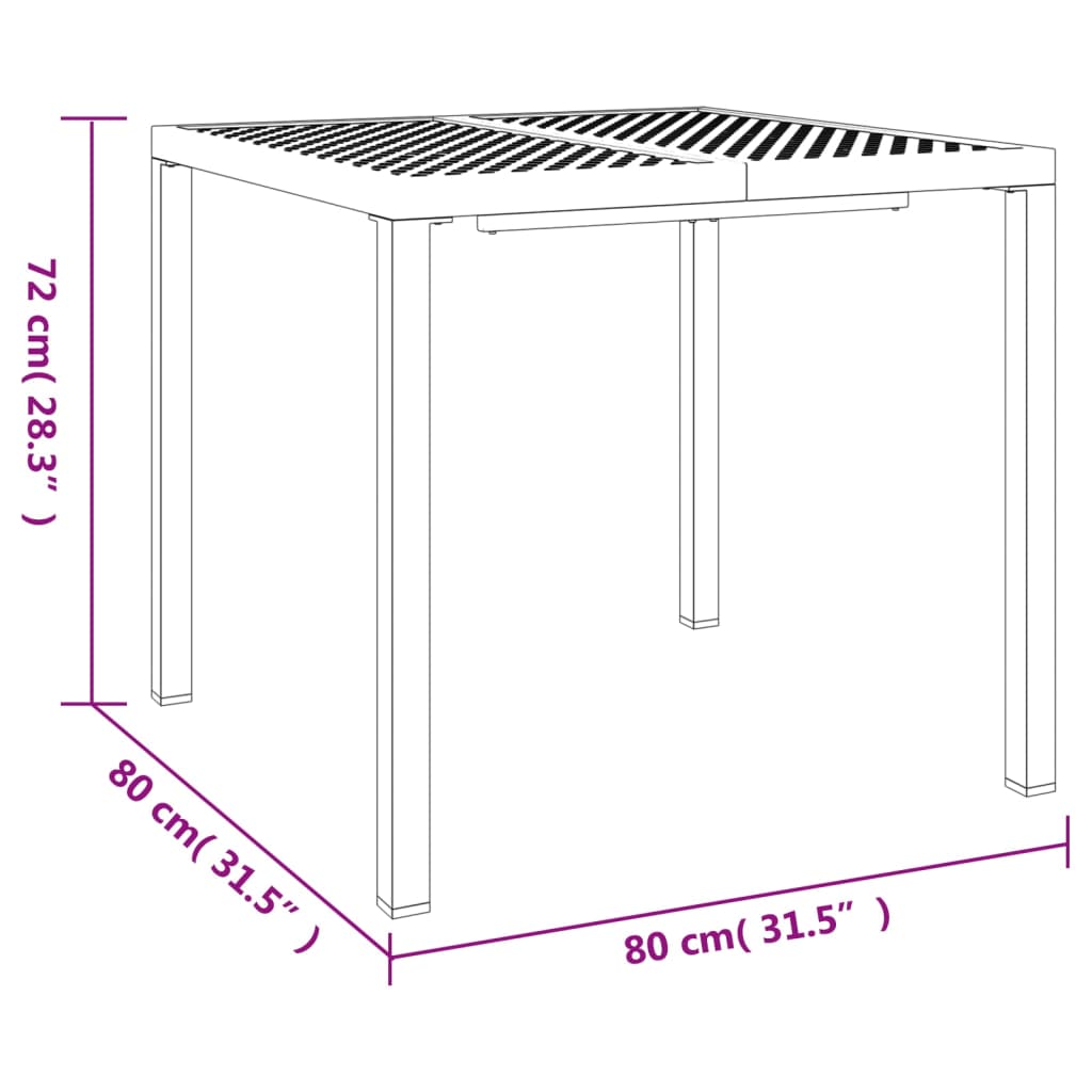 vidaXL Градинска маса антрацит 80x80x72 cм стомана