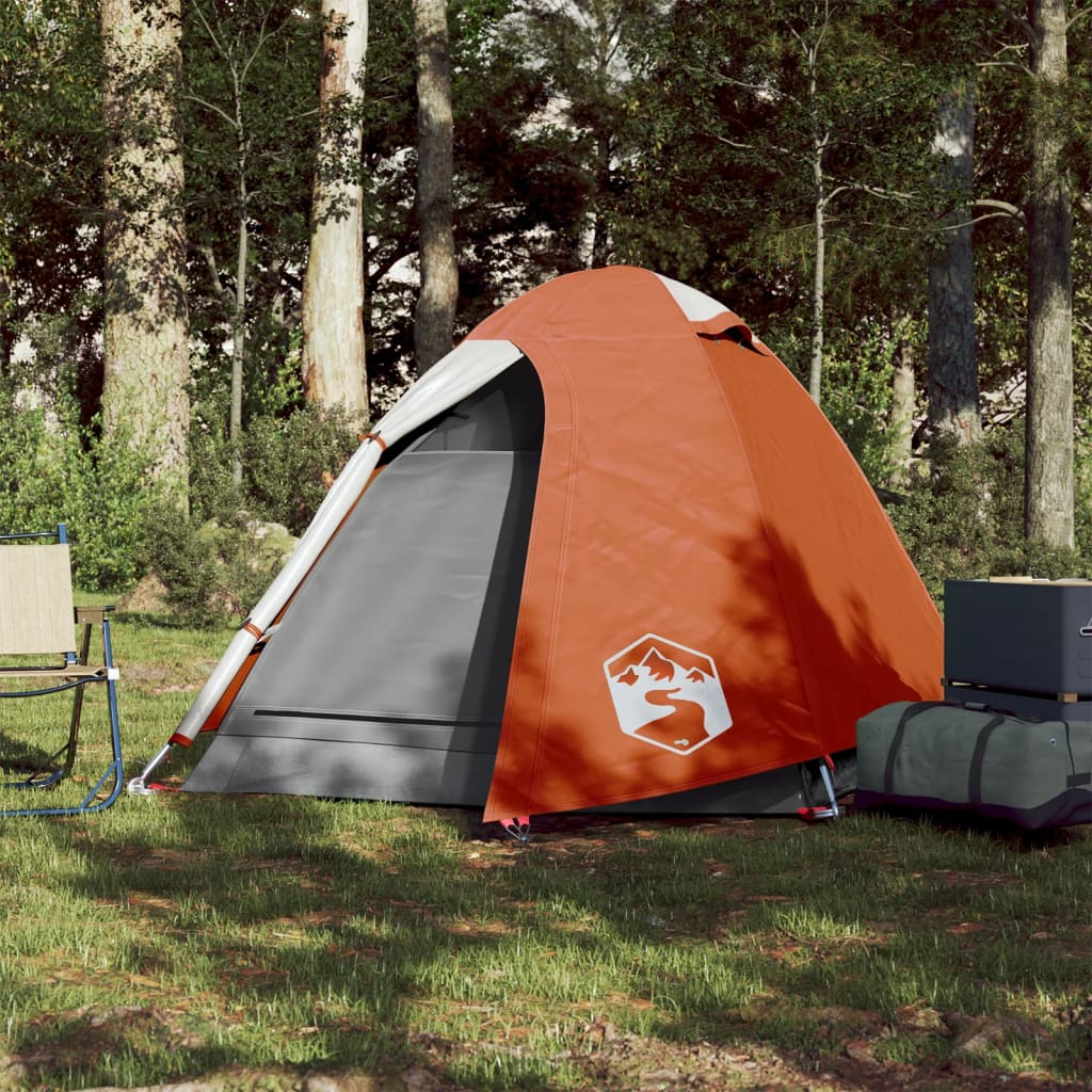 vidaXL Куполна къмпинг палатка, 2-местна, оранжева, водоустойчива
