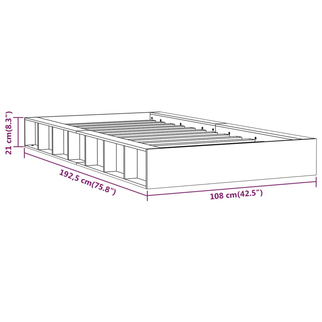 vidaXL рамка за легло бяло 75x190см 2FT6 Small Single дърво масив