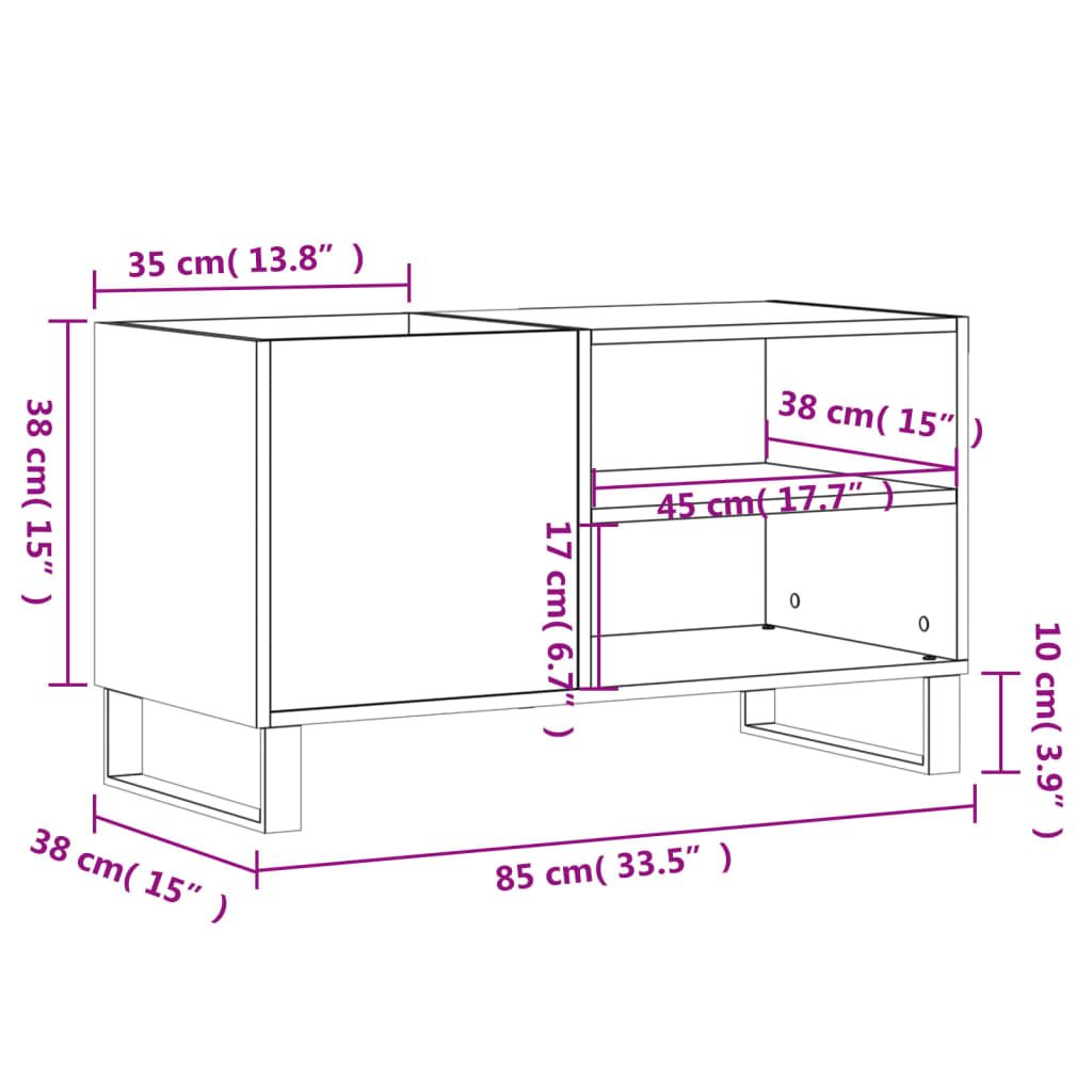 vidaXL Шкаф за грамофонни плочи бял гланц 85x38x48 см инженерно дърво