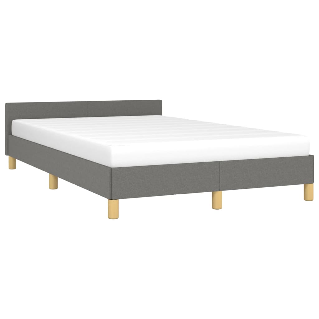vidaXL Рамка за легло с табла, тъмносива, 120x190 см, текстил